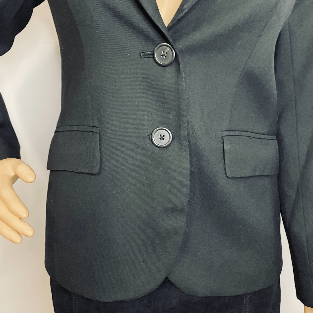 Black Classic Fitted Tiny Flared Blazer With Two … - image 6